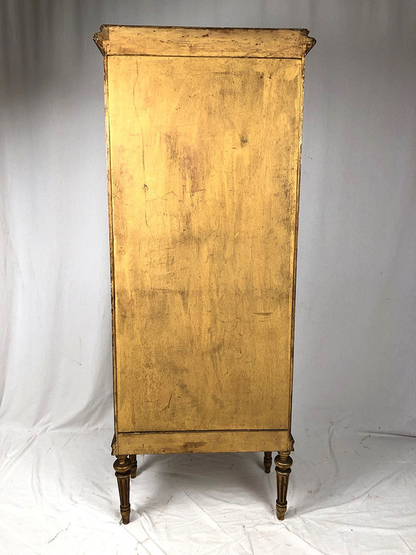 Louis XVI-style gilded stucco and wood display case, circa 1900