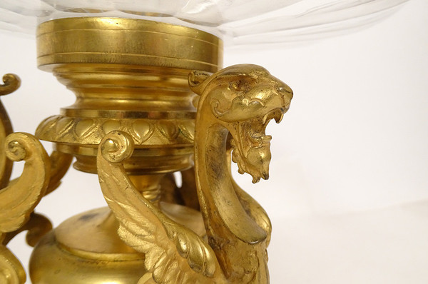 Neo-Gothic Gilded Bronze Chimeras Baccarat Cristal Cup Napoléon III 19th century