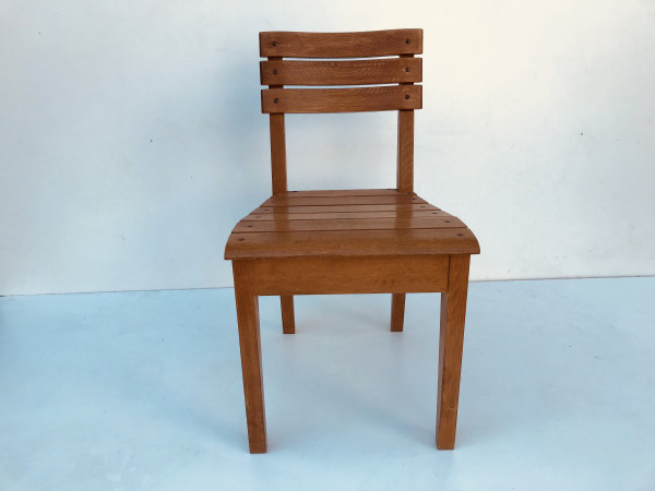 Set of 6 oak chairs by Charles Dudouyt for La Gentilhommière, France, circa 1960