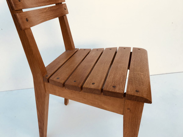 Set of 6 oak chairs by Charles Dudouyt for La Gentilhommière, France, circa 1960