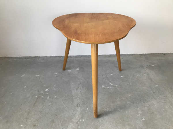 Beech tripod pedestal table - France - circa 1950