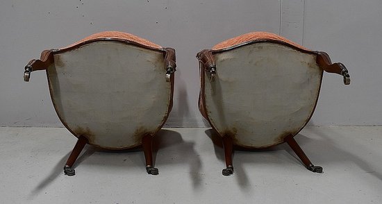  Pair of Bergères in solid Blond Mahogany, Napoleon III period - 1850