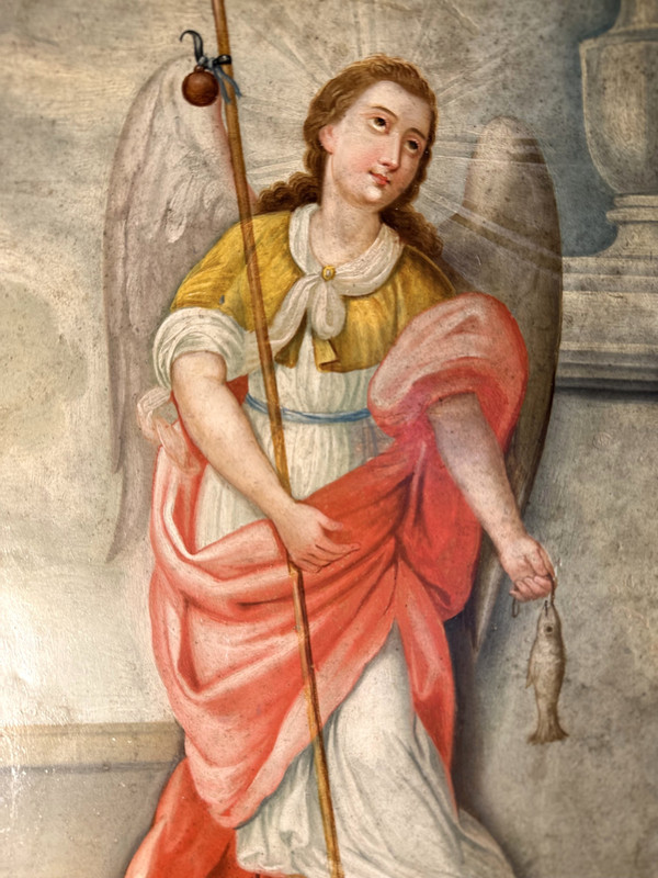 Oil On Copper - The Archangel And The Fish - Circa 1730