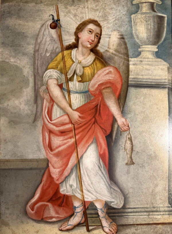 Oil On Copper - The Archangel And The Fish - Circa 1730