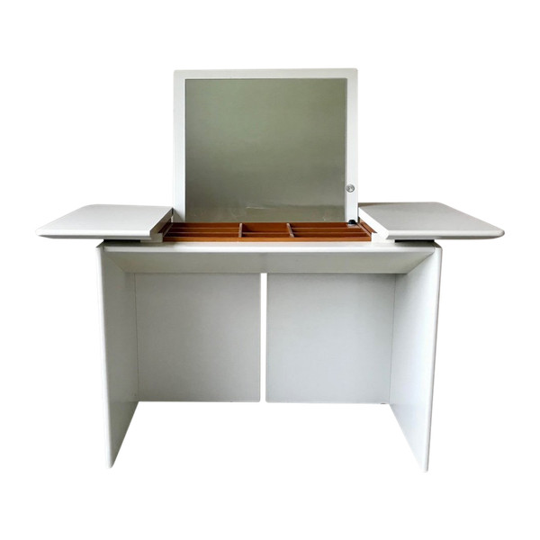 Coiffeuse/Bureau en bois laqué blanc, vers 1980.