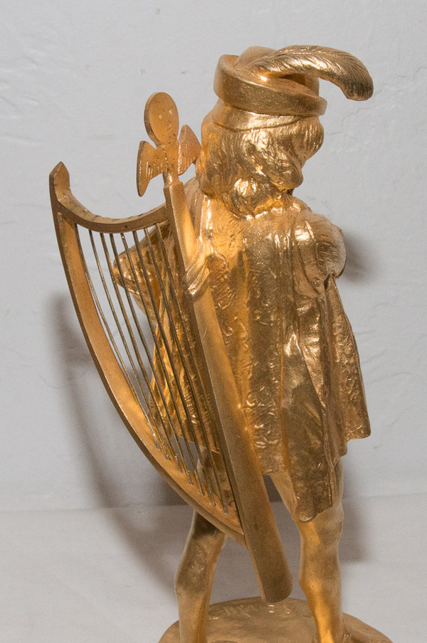 Minstrel In Gilt Bronze E Frémiet 1824-1910