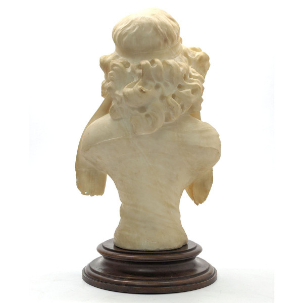 Bust Of Young Oriental Art Nouveau Woman In Alabaster Circa 1900