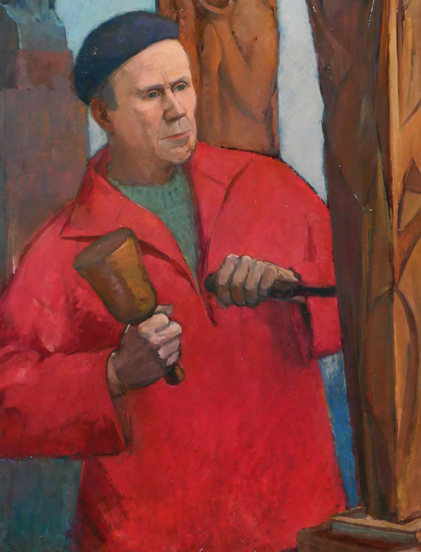 Suzanne Rey de Jaegher 1907-1994 Portrait of the sculptor Henri-Paul Rey, painting, circa 1940-50