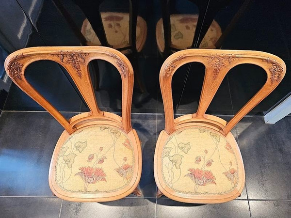 Pair of Art Nouveau chairs School of Nancy "Glycine"