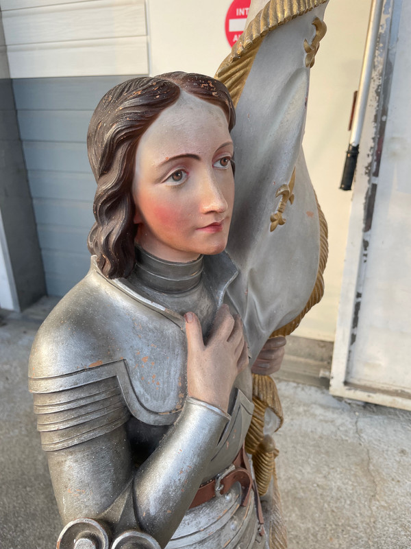 Joan Of Arc - Large Terracotta Chapel Sculpture H: 140 Cm