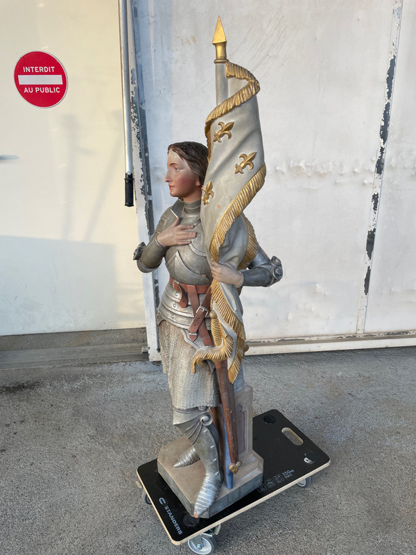 Joan Of Arc - Large Terracotta Chapel Sculpture H: 140 Cm