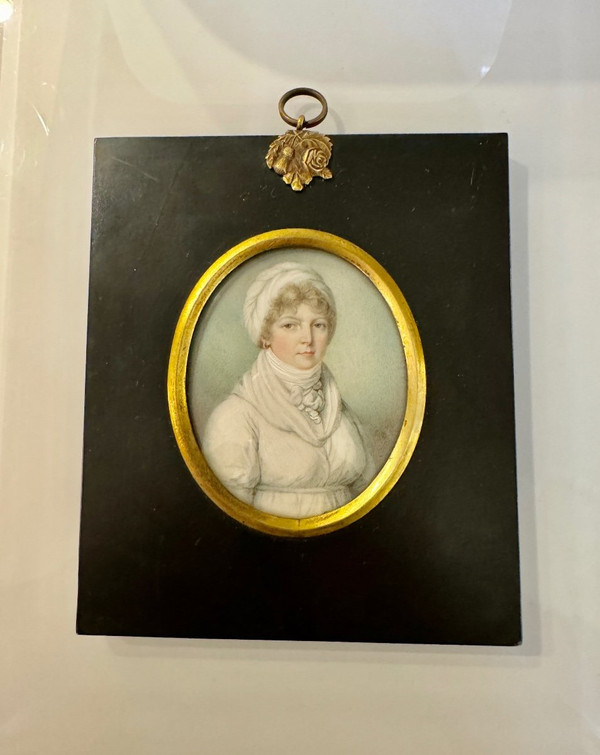 19th Century English School: Miniature of a Lady