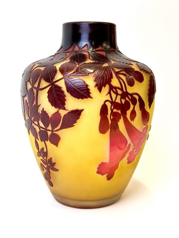 Emile Gallé Art Nouveau Vase “Red Bignones”