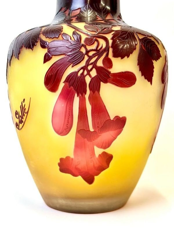 Emile Gallé Art Nouveau Vase “Red Bignones”