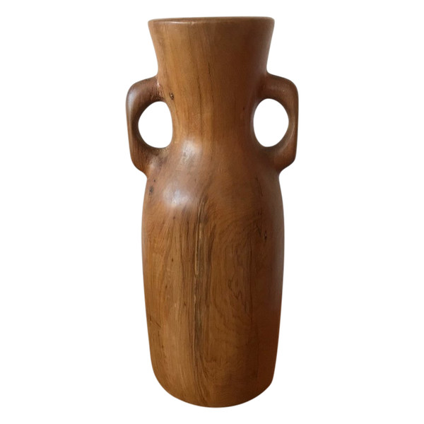 Vase pique-fleurs en bois d'olivier.