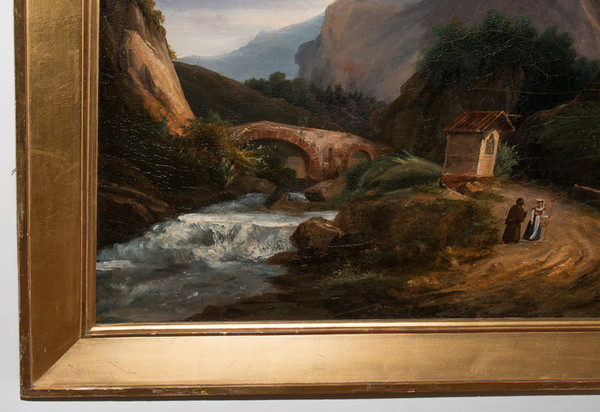 Mountain Landscape Painting, Italy 1820-1830