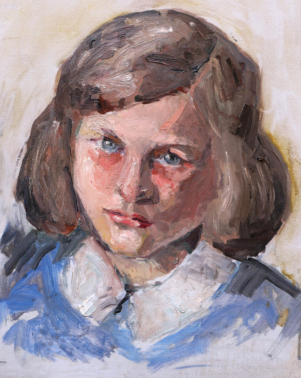 FRENCH school circa 1930, Portrait of a little brunette girl with blue eyes