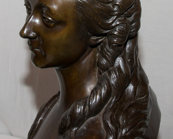 Grand Buste En Bronze "comtesse Du Barry" d'Après Pajou 19ème Siècle