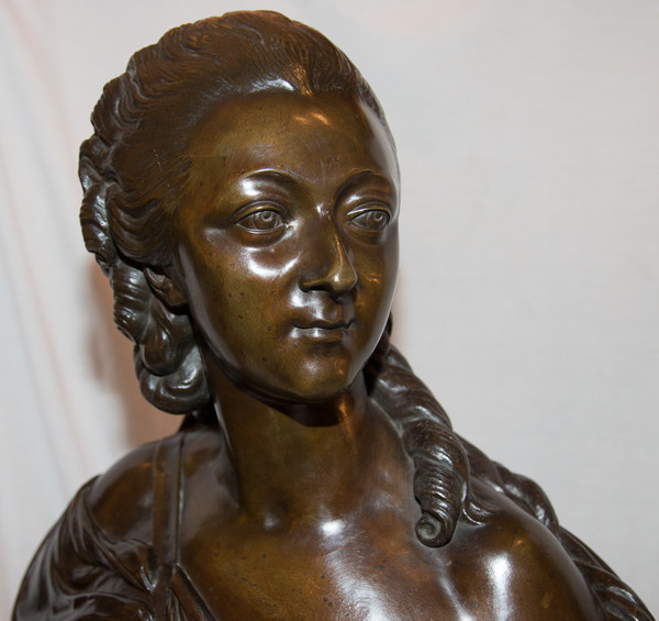 Grand Buste En Bronze "comtesse Du Barry" d'Après Pajou 19ème Siècle