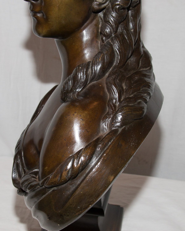 Grand Buste En Bronze "comtesse Du Barry" d'Après Pajou 19ème Siècle