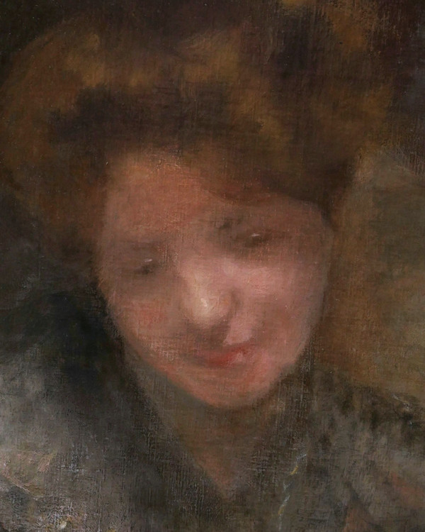 Armand BERTON, Portrait de femme les yeux baissés