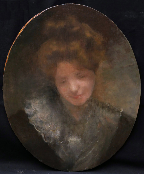 Armand BERTON, Portrait de femme les yeux baissés