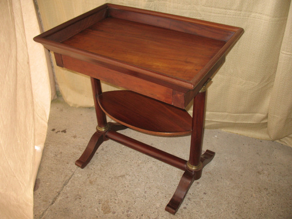 Empire mahogany work table cabaret top 19th century