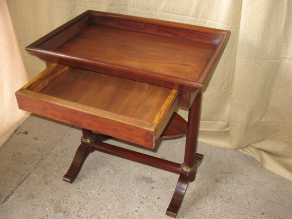 Empire mahogany work table cabaret top 19th century