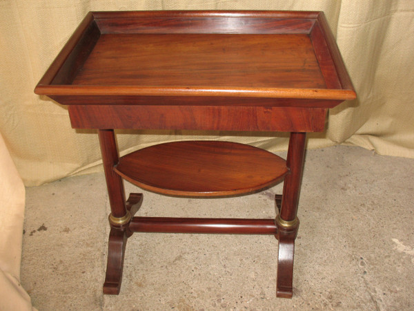 Empire mahogany work table cabaret top 19th century