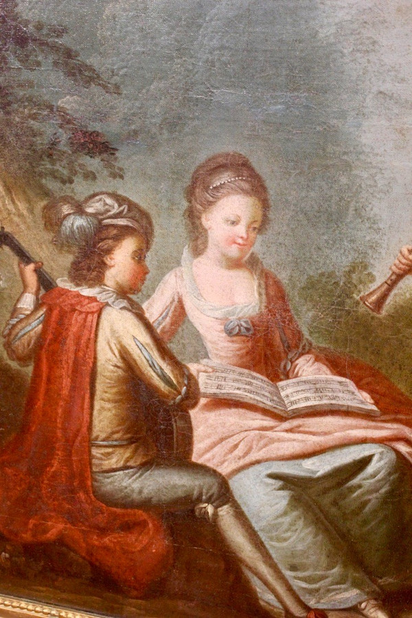 Louis XVI Style Trumeau Scene Of Musicians Around 1880