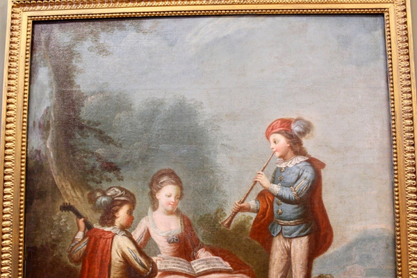 Louis XVI Style Trumeau Scene Of Musicians Around 1880