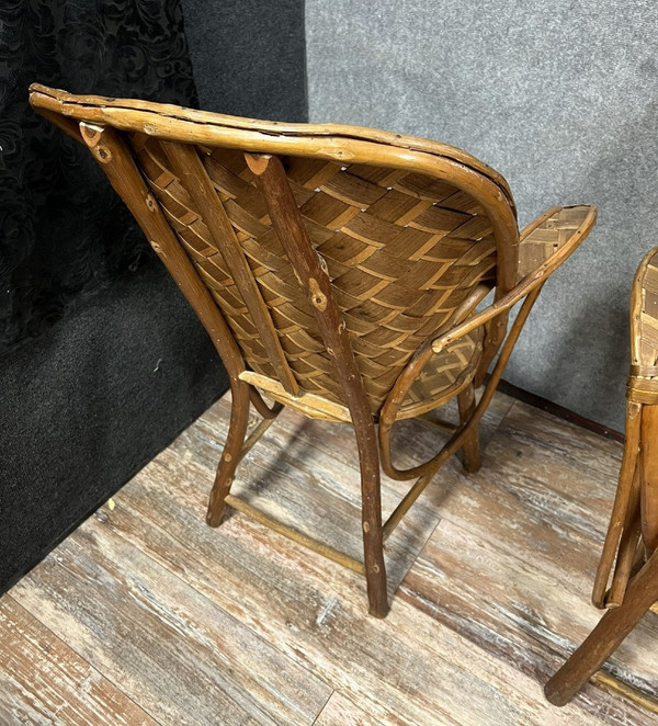 Secondo "Le Corbusier" intorno al 1960: serie di 4 poltrone in rattan