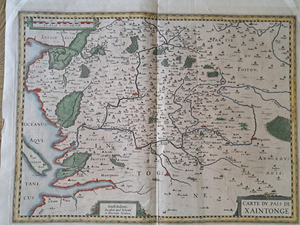 Map of the Country of Saintonge, Henricus Hondius, Early 17th century.