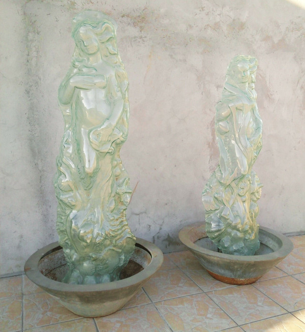 Large sculptures statues in thermoformed glass early 20th century