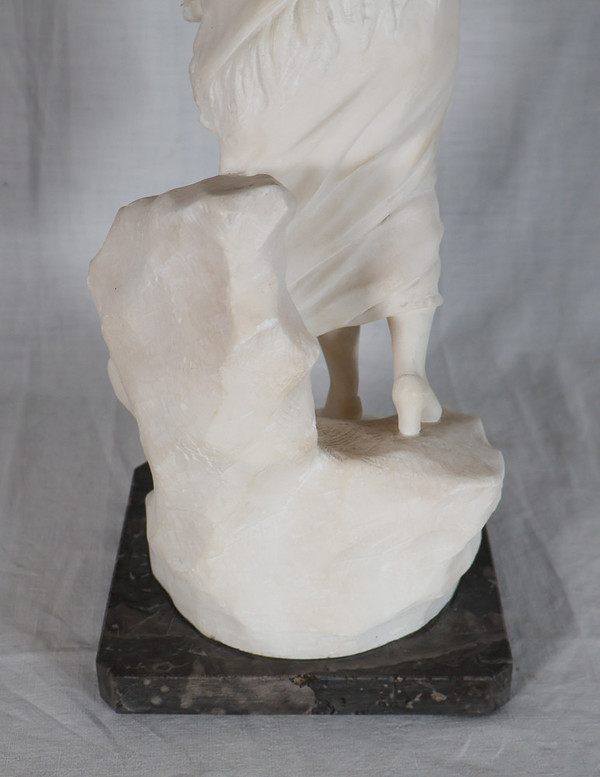 Alabaster Sculpture "la Frileuse" Signed A. Del Perugia (XIX-XX)