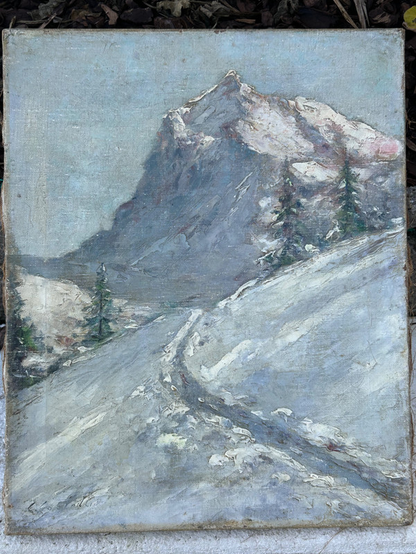 Clément Castelli (1870-1959) Huile Sur Toile Paysage De Montagne Début XXème Siècle