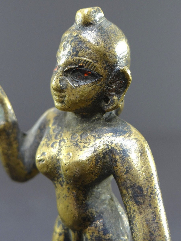 India, 19th Century or Earlier, Ancient Statuette Of Rhada In Bronze.