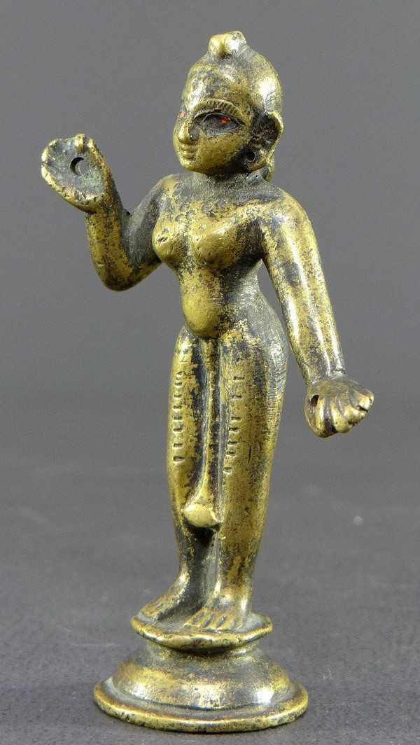 India, 19th Century or Earlier, Ancient Statuette Of Rhada In Bronze.