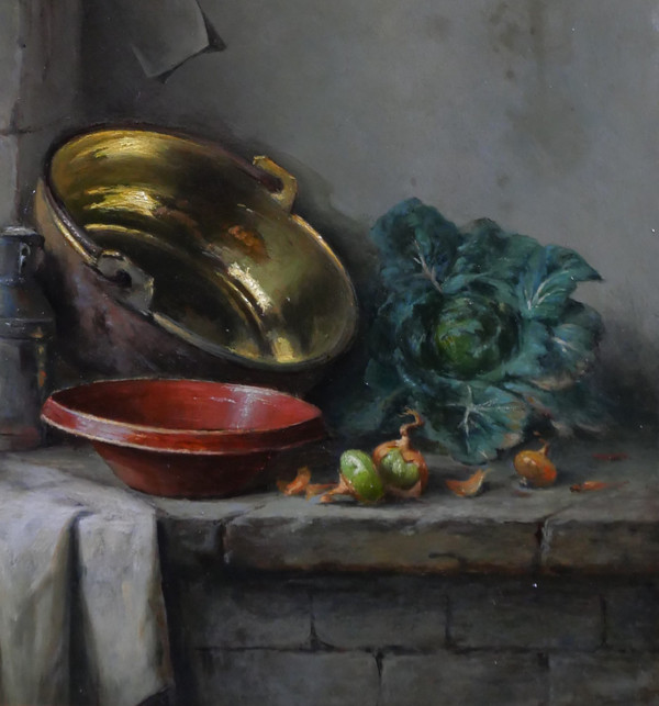 Charles BULFFER 1858-1934 Nature morte aux légumes, tableau, vers 1900, Alsace