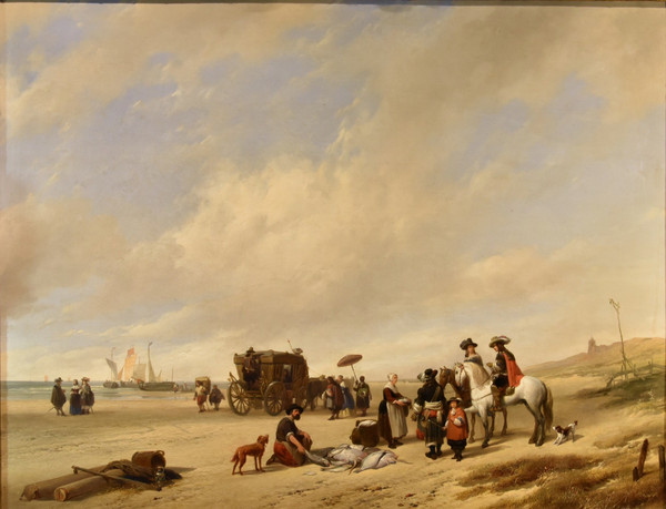 The Beach Of Scheveningen, Hubertus Van Hove (the Hague, 1814 - Antwerp, 1865) Signed