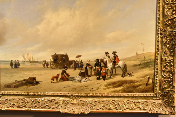 The Beach Of Scheveningen, Hubertus Van Hove (the Hague, 1814 - Antwerp, 1865) Signed