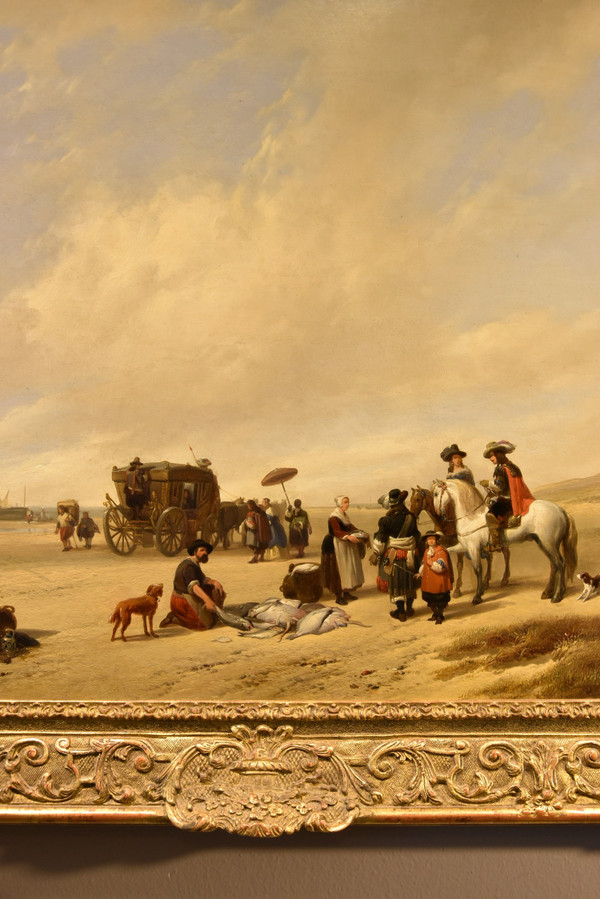 The Beach Of Scheveningen, Hubertus Van Hove (the Hague, 1814 - Antwerp, 1865) Signed