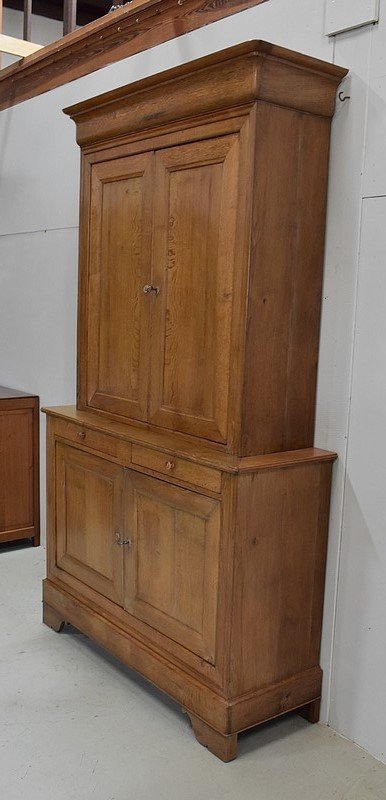  Credenza a due corpi in massello di rovere - Fine XIX secolo