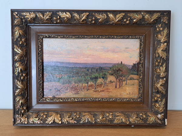 Paysage En Provence , Oil on panel , Signed , Late 19th century.