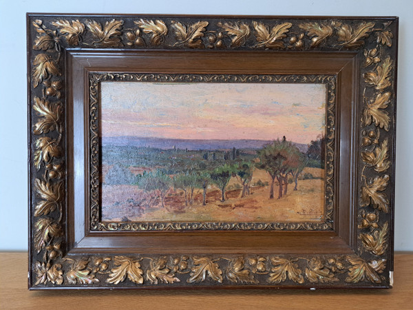 Paysage En Provence , Oil on panel , Signed , Late 19th century.