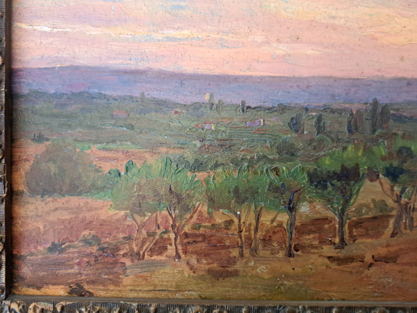 Paysage En Provence , Oil on panel , Signed , Late 19th century.