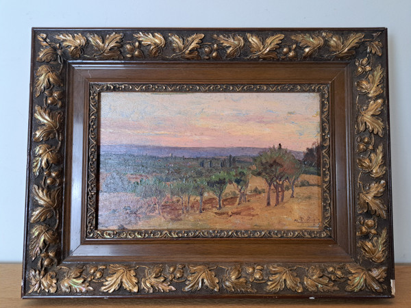 Paysage En Provence , Oil on panel , Signed , Late 19th century.