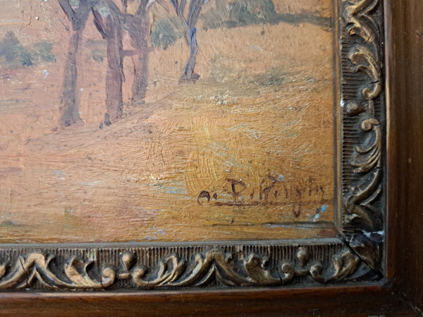 Paysage En Provence , Oil on panel , Signed , Late 19th century.