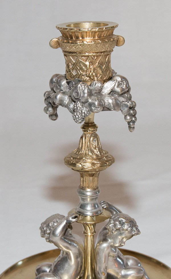 Pair Of Candlesticks Signed Henri Picard Late 19th Century