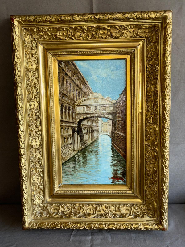 Oil on canvas painting the bridge of sighs venice